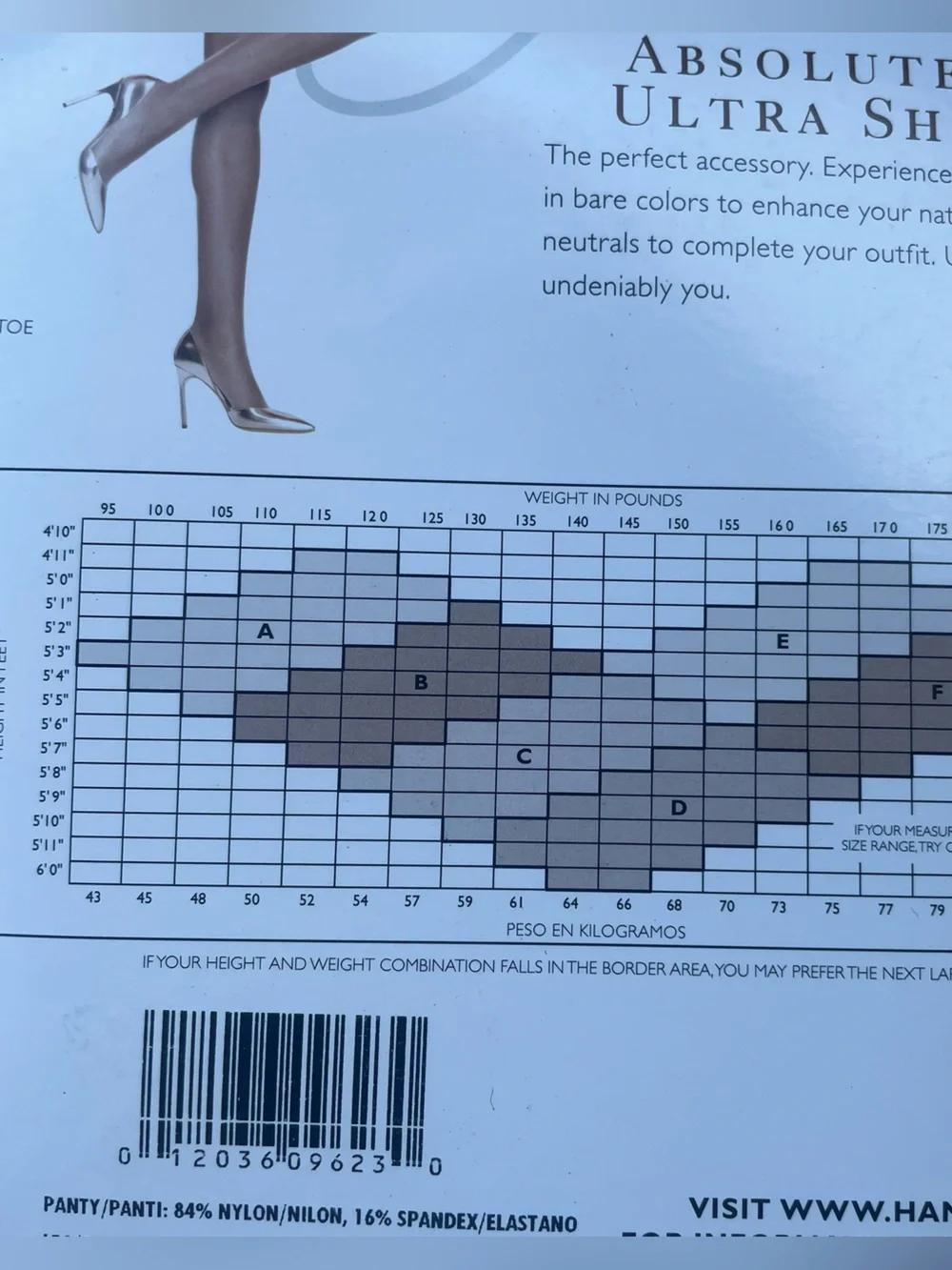 Hanes absolutely ultra sheer pantyhose gentle brown size B small-medium